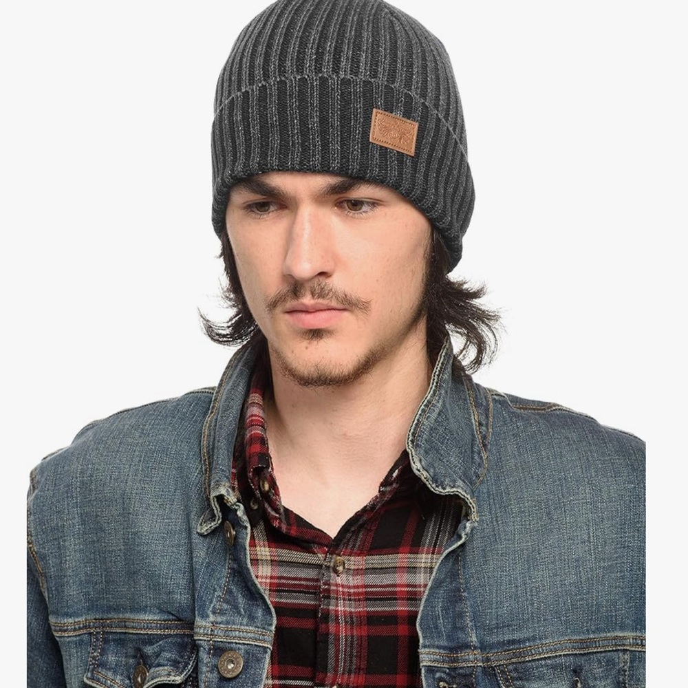 Angela & William Black Knit Beanie